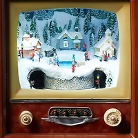 Roman 10.5"H Led Tv Train Plays Music Christmas Tabletop Decor