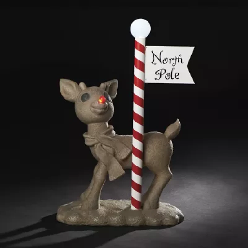 Roman 24" Solar Rudolph Statue Christmas Tabletop Decor