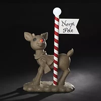 Roman 24" Solar Rudolph Statue Christmas Tabletop Decor