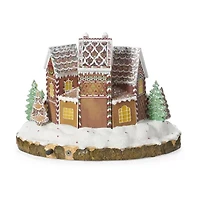 Roman 10.25" Led Gingerbread House Plays Music Christmas Tabletop Decor