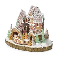 Roman 10.25" Led Gingerbread House Plays Music Christmas Tabletop Decor