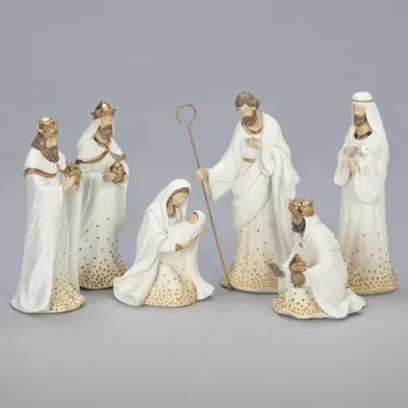 Roman 11.5" White And Gold 9-pc. Nativity Set