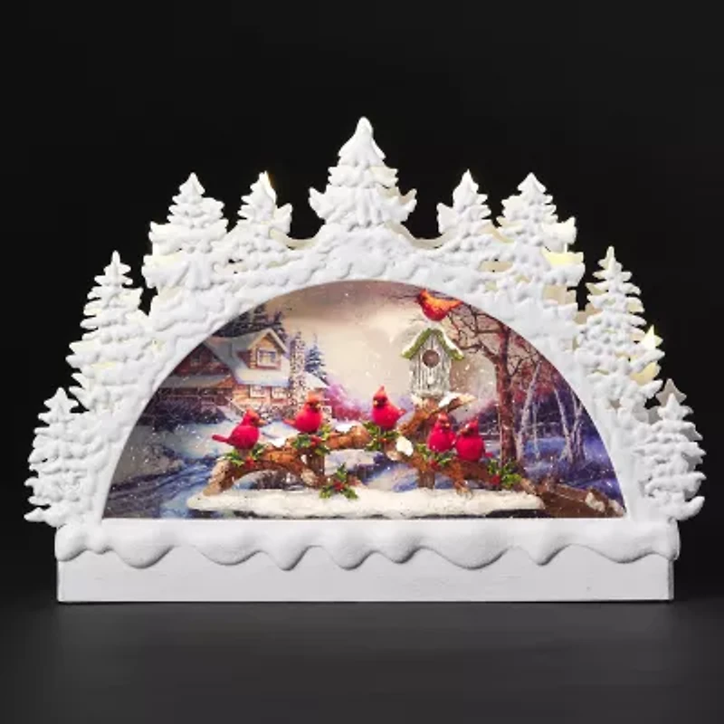 Roman 9" Led Swirl Arch Cardinals Christmas Tabletop Decor