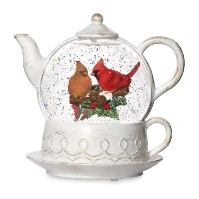Roman 8" Led Swirl Teapot Christmas Tabletop Decor