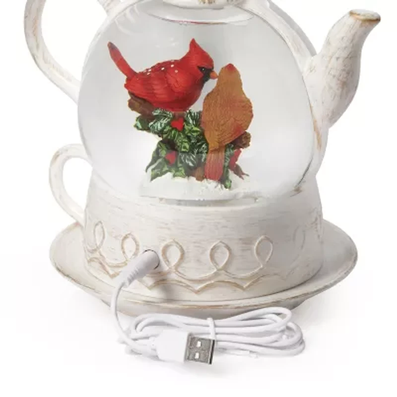 Roman 8" Led Swirl Teapot Christmas Tabletop Decor