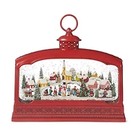 Roman 9" Led Swirl Village Lantern Plays Music Christmas Tabletop Decor