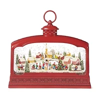 Roman 9" Led Swirl Village Lantern Plays Music Christmas Tabletop Decor