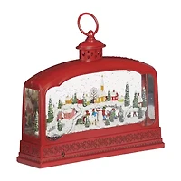 Roman 9" Led Swirl Village Lantern Plays Music Christmas Tabletop Decor