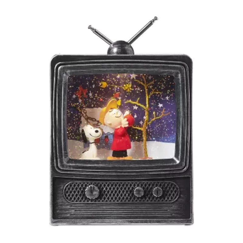 Roman 9" Led Swirl Tv Snoopy Plays Music Christmas Tabletop Decor