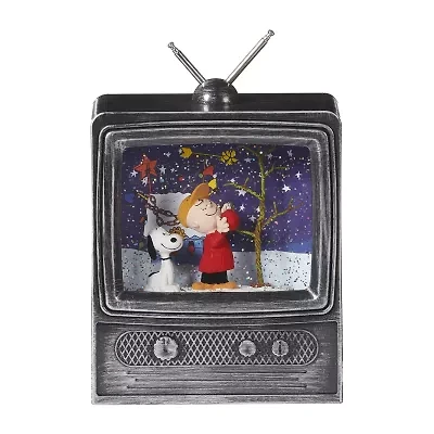 Roman 9" Led Swirl Tv Snoopy Plays Music Christmas Tabletop Decor