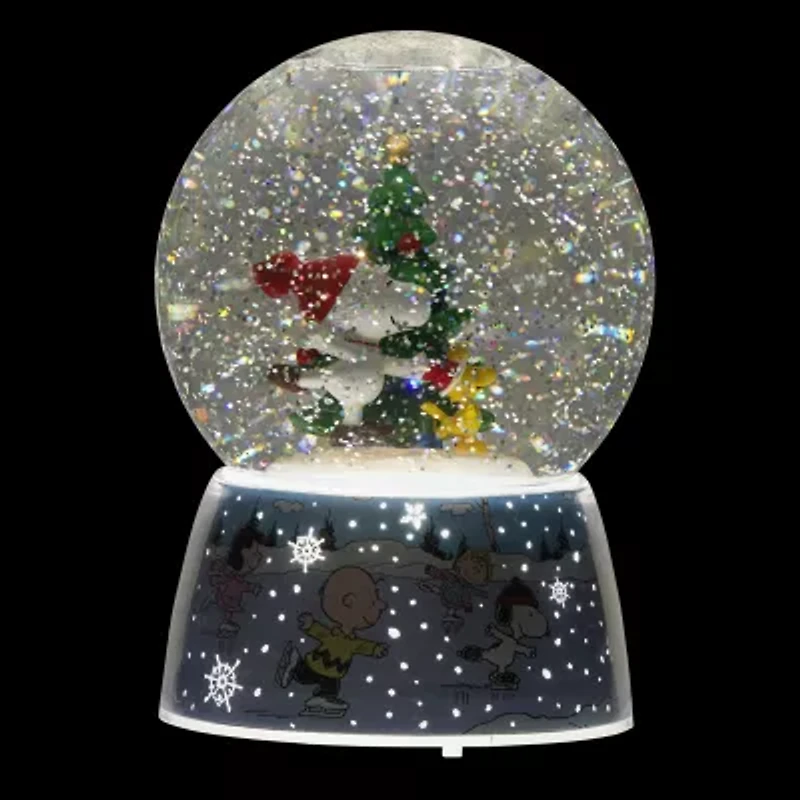 Roman 6.5" Led Swirl Plays Music Peanuts Snoopy Christmas Tabletop Decor