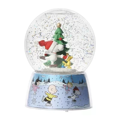 Roman 6.5" Led Swirl Plays Music Peanuts Snoopy Christmas Tabletop Decor