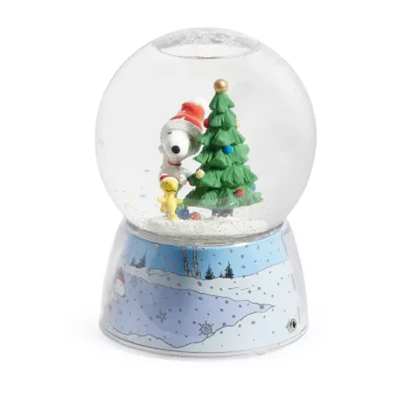 Roman 6.5" Led Swirl Plays Music Peanuts Snoopy Christmas Tabletop Decor