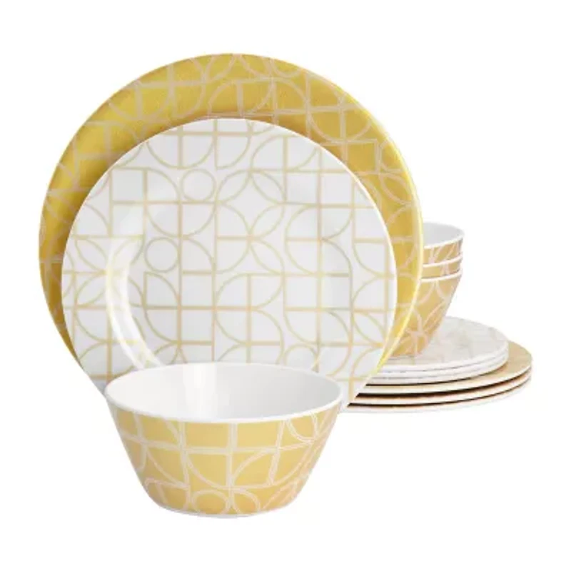 Gibson Summer Bloom 12-pc. Melamine Dinnerware Set