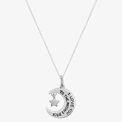 Footnotes Love Womens Sterling Silver Moon 16 Inch Pendant Necklace