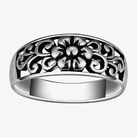 Footnotes Filigree Womens 7MM Sterling Silver Flower Band