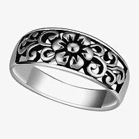 Footnotes Filigree Womens 7MM Sterling Silver Flower Band