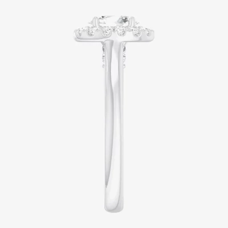 (G-H/SI1-SI2) Womens 1 CT. T.W. Lab Grown White Diamond 10K Gold Oval Halo Engagement Ring