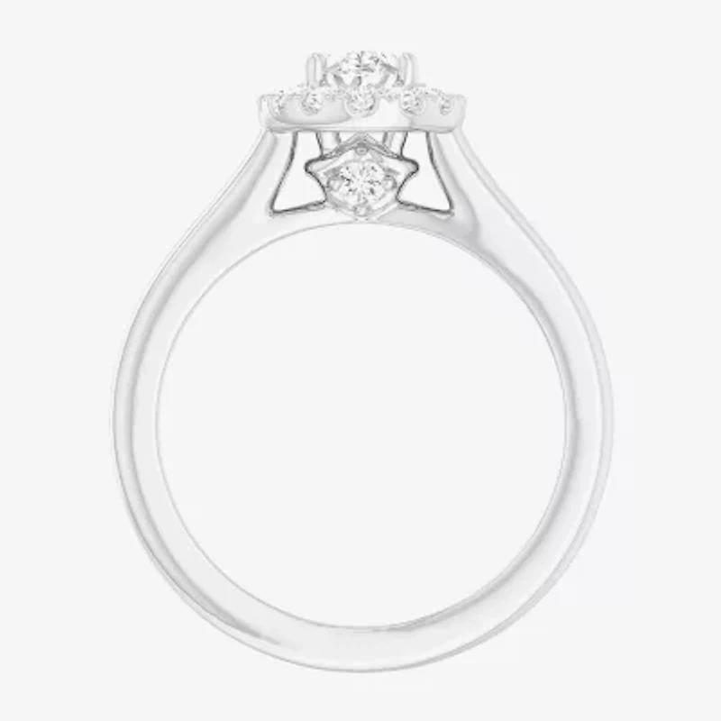 (G-H/SI1-SI2) Womens 1 CT. T.W. Lab Grown White Diamond 10K Gold Oval Halo Engagement Ring