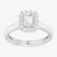 (G-H/SI1-SI2) Womens 1 CT. T.W. Lab Grown White Diamond 10K Gold Halo Engagement Ring