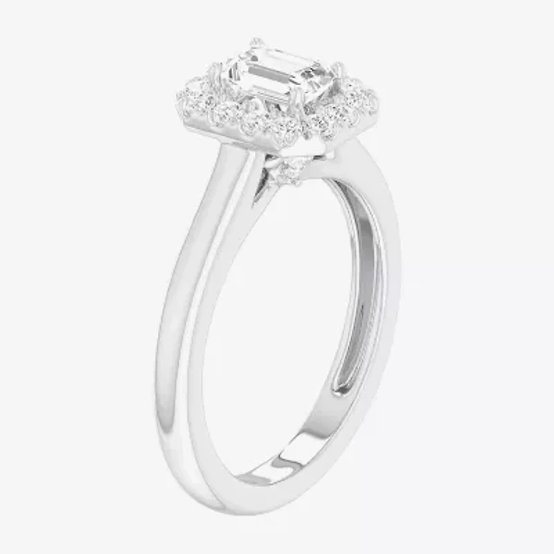 (G-H/SI1-SI2) Womens 1 CT. T.W. Lab Grown White Diamond 10K Gold Halo Engagement Ring