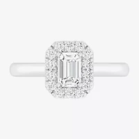 (G-H/SI1-SI2) Womens 1 CT. T.W. Lab Grown White Diamond 10K Gold Halo Engagement Ring