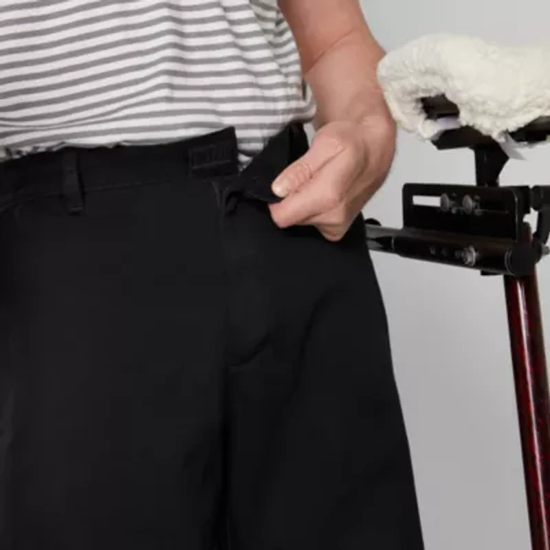 St. John's Bay Dexterity Mens 10" Mid Rise Adaptive Stretch Fabric Adjustable Features Easy-on + Easy-off Chino Short