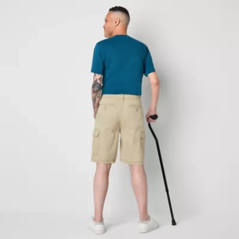 St. John's Bay Dexterity Mens 10" Mid Rise Adaptive Stretch Fabric Adjustable Features Easy-on + Easy-off Cargo Short