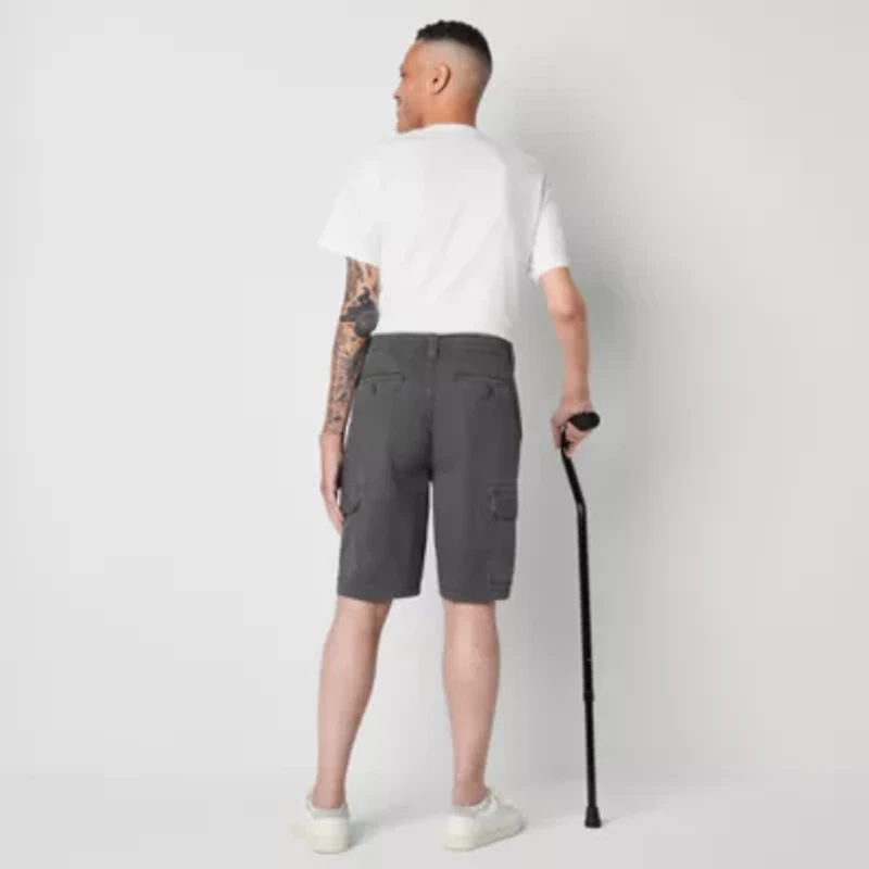 St. John's Bay Dexterity Mens 10" Adaptive Stretch Fabric Adjustable Features Easy-on + Easy-off Cargo Short