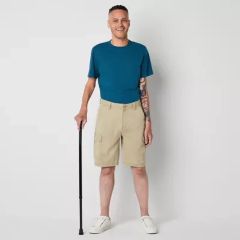 St. John's Bay Dexterity Mens 10" Mid Rise Adaptive Stretch Fabric Adjustable Features Easy-on + Easy-off Cargo Short