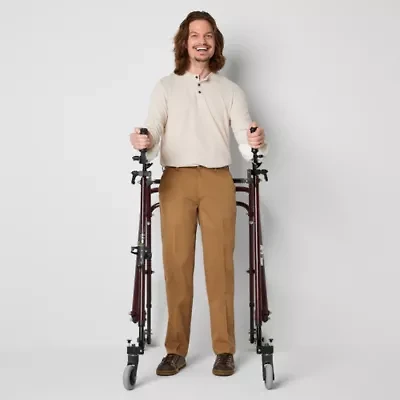 St. John's Bay Dexterity Universal Wrinkle Free Easy Care Mens Adaptive Adjustable Features Easy-on + Easy-off Classic Fit Flat Front Pant