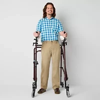 St. John's Bay Dexterity Universal Wrinkle Free Easy Care Mens Adaptive Adjustable Features Easy-on + Easy-off Classic Fit Flat Front Pant