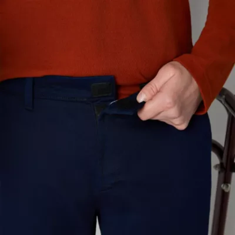 St. John's Bay Dexterity Universal Wrinkle Free Easy Care Mens Adaptive Adjustable Features Easy-on + Easy-off Classic Fit Flat Front Pant