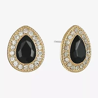 Monet Jewelry Gold Tone Halo Black Glass 17mm Stud Earrings