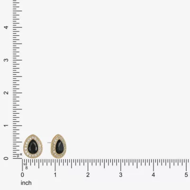 Monet Jewelry Gold Tone Halo Black Glass 17mm Stud Earrings
