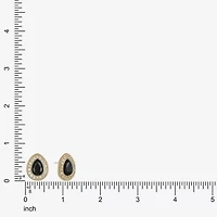 Monet Jewelry Gold Tone Halo Black Glass 17mm Stud Earrings