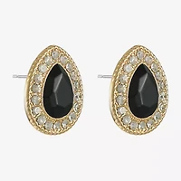 Monet Jewelry Gold Tone Halo Black Glass 17mm Stud Earrings