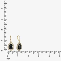 Monet Jewelry Gold Tone Halo Womens Black Glass Drop Earrings