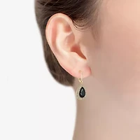 Monet Jewelry Gold Tone Halo Womens Black Glass Drop Earrings