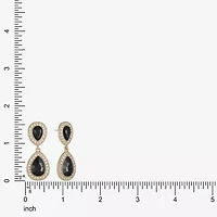 Monet Jewelry Gold Tone Halo Womens Black Glass Hypoallergenic Drop Earrings