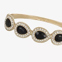 Monet Jewelry Gold Tone Halo Womens Black Glass Bangle Bracelet
