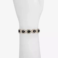 Monet Jewelry Gold Tone Halo Womens Black Glass Bangle Bracelet