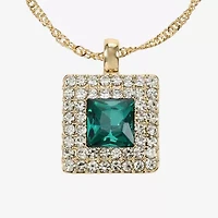 Monet Jewelry Halo Womens Glass Square 17 Inch Pendant Necklace