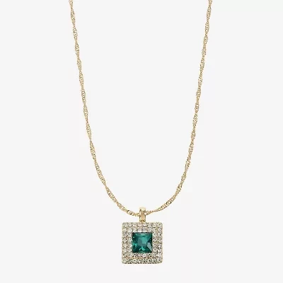 Monet Jewelry Halo Womens Glass Square 17 Inch Pendant Necklace