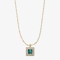 Monet Jewelry Halo Womens Glass Square 17 Inch Pendant Necklace