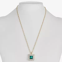 Monet Jewelry Halo Womens Glass Square 17 Inch Pendant Necklace