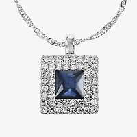 Monet Jewelry Halo Womens Glass Square 17 Inch Pendant Necklace