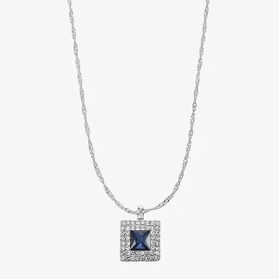 Monet Jewelry Halo Womens Glass Square 17 Inch Pendant Necklace