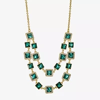Monet Jewelry Halo Womens Green Glass 18 Inch Strand Necklace