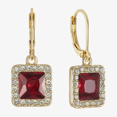 Monet Jewelry Halo Womens Glass Square Drop Earrings